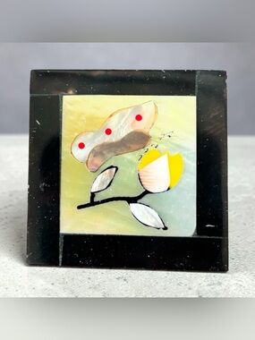 Tiny trinket box Mother-of-Pearl and metal box